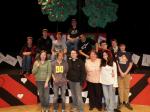 Teacher Debbie Tice with some of the cast and crew from "Alice in Wonderland"